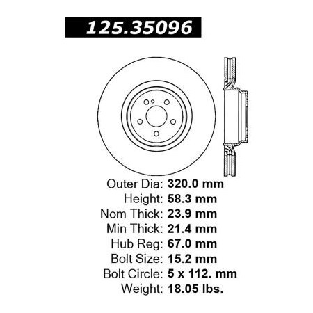 Centric Premium High Carbon Alloy Brake Rotor, Parts 125.35096